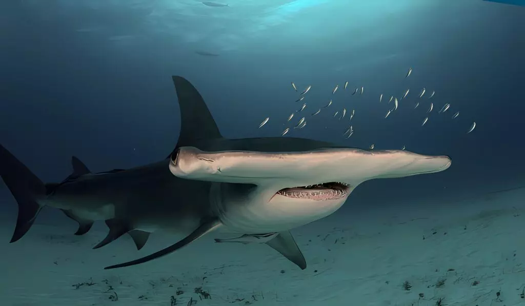 Sphyrna mokarran Great Hammerhead showing front view